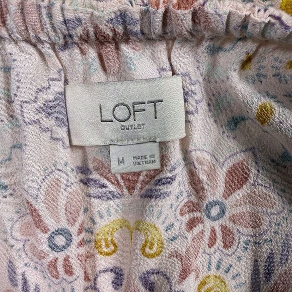 Loft Dress‎ Women Med Peach Pink Floral Maxi Tiered Ruffle Coquette CottageCore - Picture 3 of 11